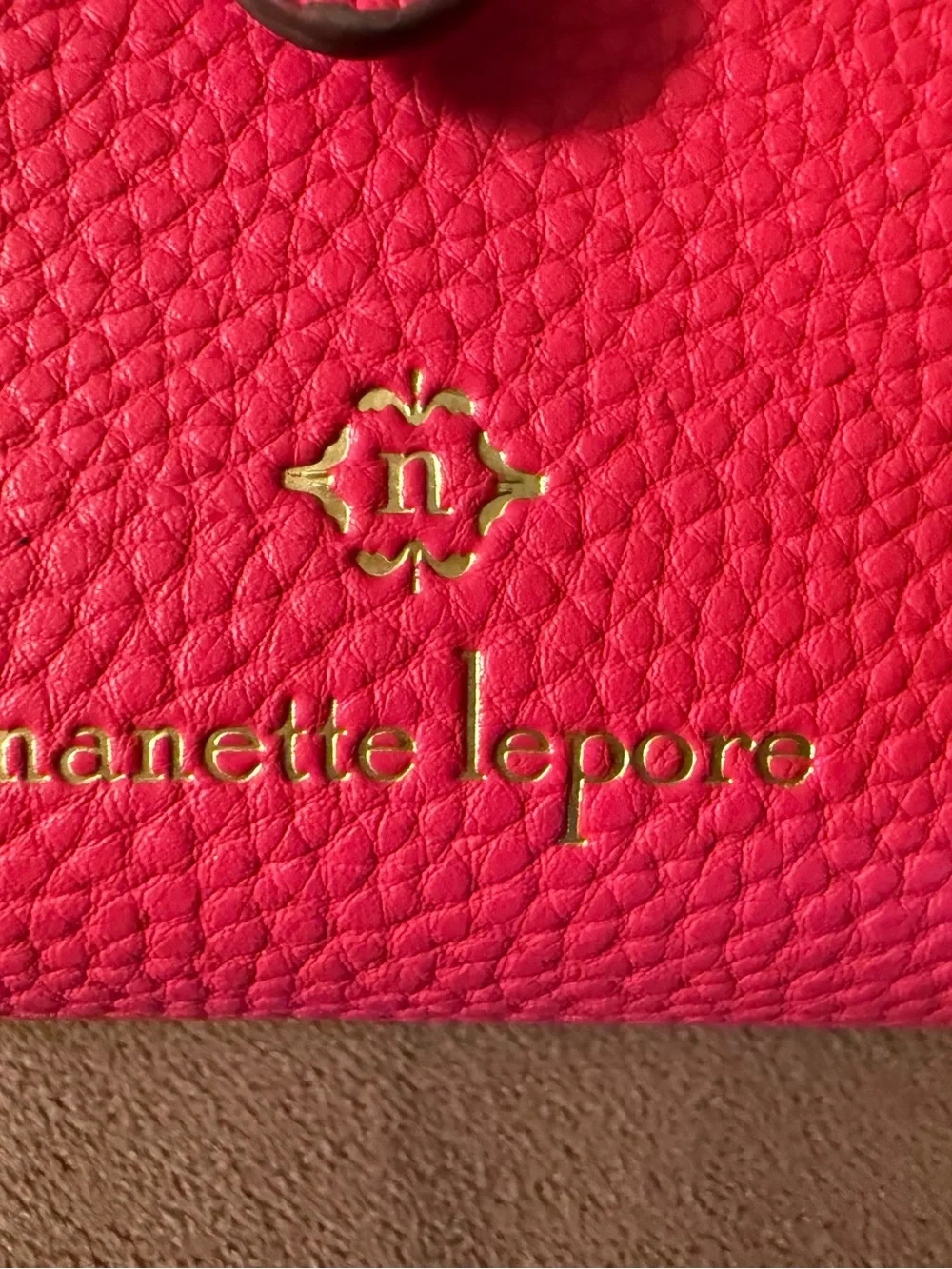 Nanette Lepore Red Pebbled Faux Leather Snap & Zip Card Wallet